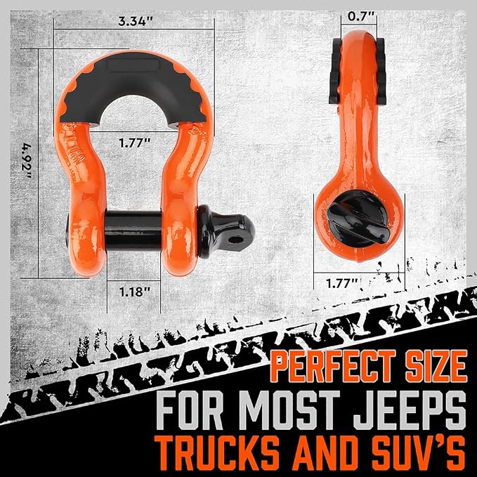HORUSDY Nylon Heavy Duty Tow Strap Recovery Strap with Hooks 3" x 30Ft - 35,000 LBS Break Strength, 3/4 D Ring Shackles (2pcs), Recover Your Vehicle Stuck in Mud/Snow