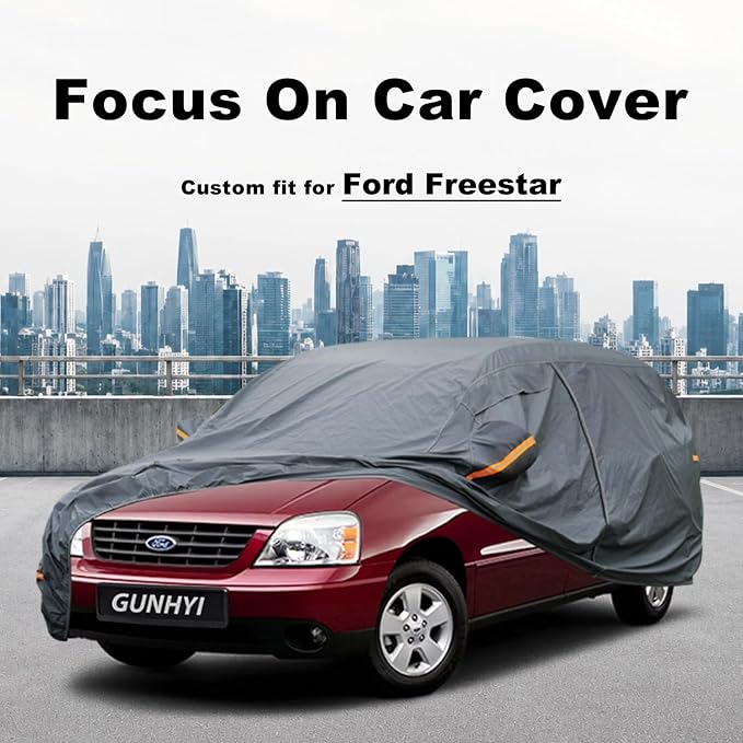 GUNHYI Premium Car Cover Custom Fit Ford Freestar, 16 Layers Heavy Duty Car Cover Waterproof All Weather with Zipper Door for Sun Rain Snow Dust Uv Protection