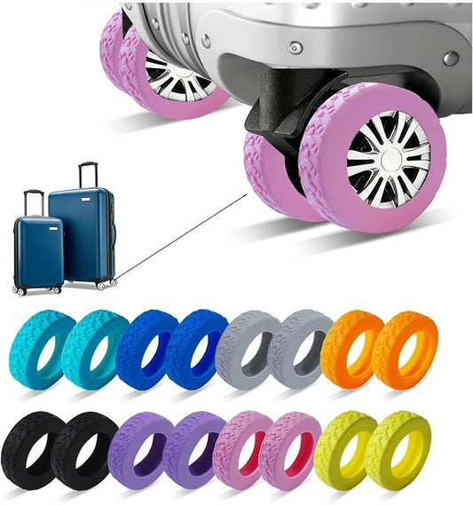 16 Pcs Luggage Wheel Covers, Anti-Noise, Fits 2-2.4" suitcase wheel, Pink | suitcase wheel covers,Widened & Thickened Silicone, Anti-Noise & Scratch-Proof, Fits 2-2.4" Carry-On Luggage Wheels