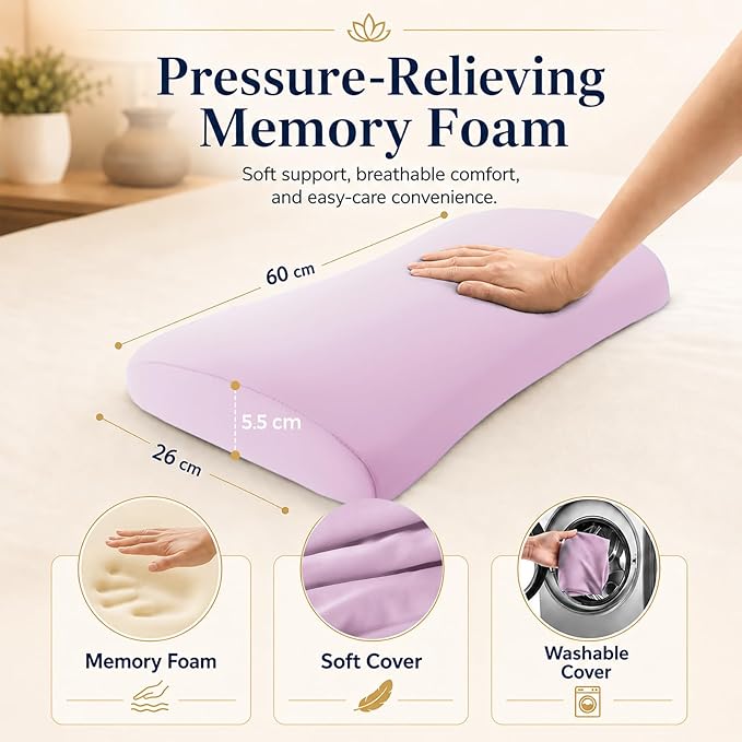 vamorry Lumbar Pillow for Sleeping, Lumbar Support Pillow for Bed for Back Pain Relief, Memory Foam Lower Back Pillow for Bed, Back Support Pillow for Side & Back Sleepers, Washable Cover