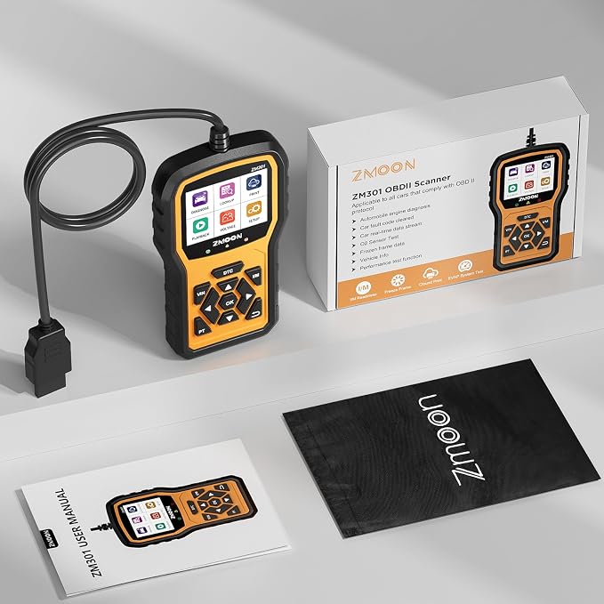 ZMOON ZM301 OBD2 Scanner Diagnostic Tool, Car Code Reader Scan Tools | Enhanced Check Engine Light Clear, Universal OBDII EOBD System Auto Reader for All Vehicles After 1996