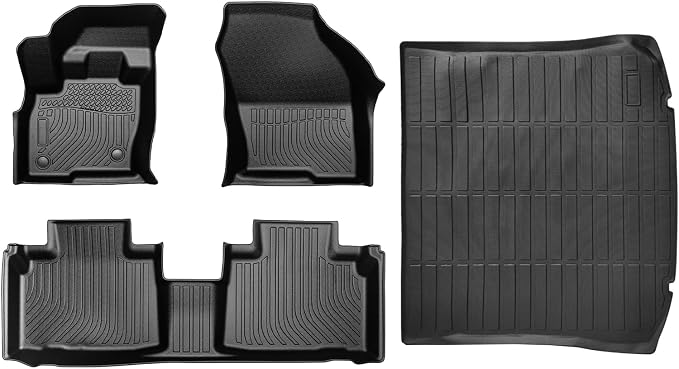 Custom Fit All-Weather TPE Floor Mats for 2015-2025 2026 Ford Edge | Full Set (1st+2nd Row+Cargo) | Fit SE/SEL/Titanium/Sport/ST/ST-Line | Non-Slip, Waterproof & Easy to Clean Black Car Accessories