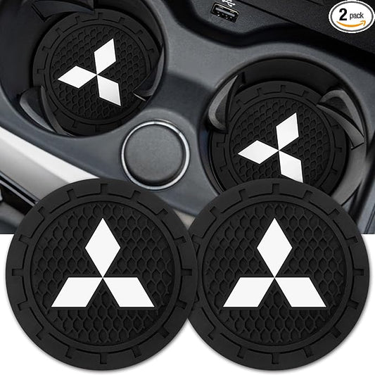 Car Cup Holder Coaster for Mitsubishi Universal Non-Slip Cup Holder Insert Coaster Car Interior Accessories,Black 2PCS
