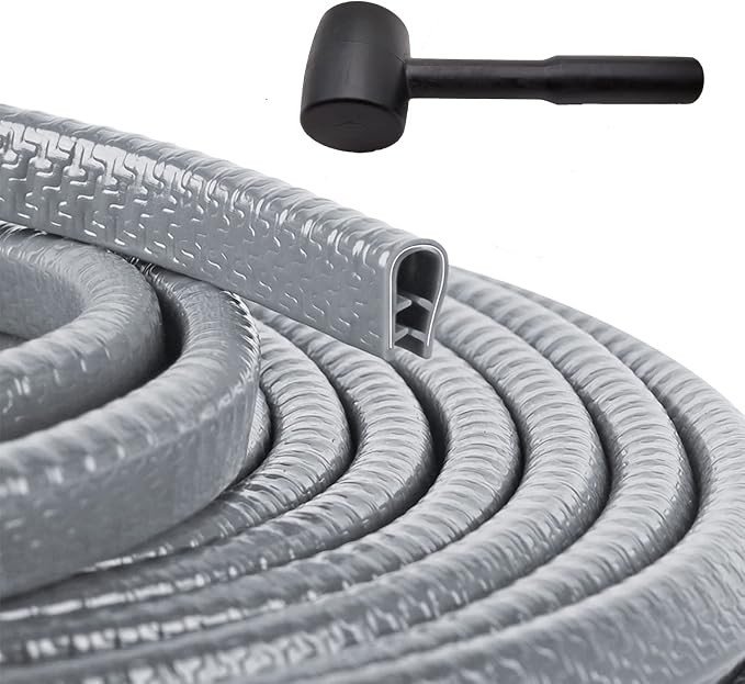 Car Door Edge Guards Gray, 32.85Ft(10M) Car Door Edge Protector Rubber U Shape Edge Trim Universal Fit for Jeep Trucks Offroad SUV All Vehicles with Rubber Mallet(Gray 32.8FT)