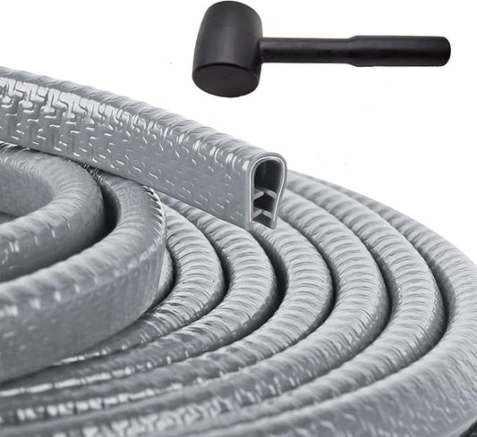 Car Door Edge Guards Gray, 32.85Ft(10M) Car Door Edge Protector Rubber U Shape Edge Trim Universal Fit for Jeep Trucks Offroad SUV All Vehicles with Rubber Mallet(Gray 32.8FT)