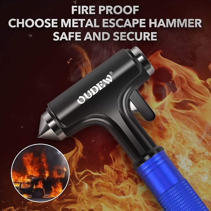 Car Safety Hammer, Car Glass Breaker with Seat Belt Cutter, Automotive Escape Tool, Metal Window Breaker, Emergecy Safety Hammer for Auto Accidents (Blue)