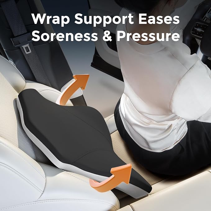 BABUR Lumbar Support Pillow for Car, Back Cushion Support for Driving Seat | Ergonomic 100% Memory Foam, Back Pain Relief, Comfort Lower Back Support for Office Chairs, Car Seat, Wheelchair