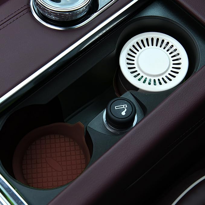 4 Pack Car Cup Coasters, Silicone Insert Recessed Car Cup Holder Coasters, Waterproof Non-Slip Sift-Proof Car Cup Mats, Universal Car Interior Accessories (Coffee)