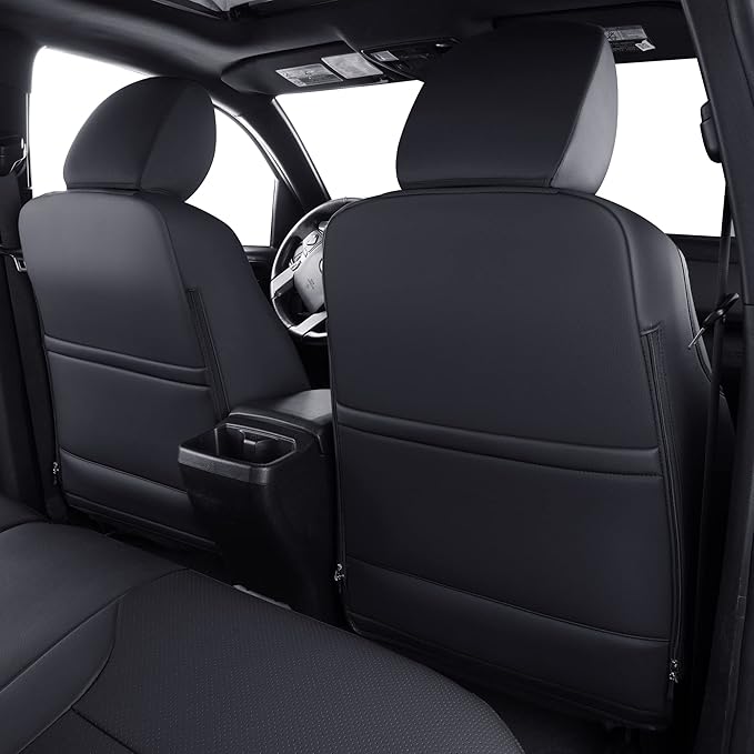 LUCKYMAN CLUB Tacoma Custom Fit Seat Covers for 2016-2023 Tacoma Crew Cab with Faux Leather (Black & Red)