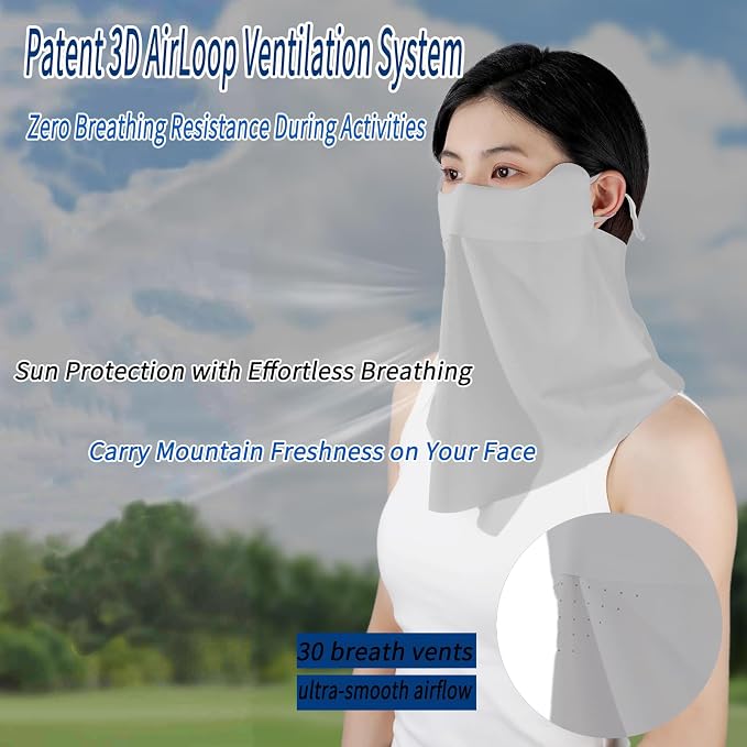 UV Sun Protection Face Mask with Neck Coverage UPF 50+ Face Shield Breathable Design for Summer Outdoor Activities