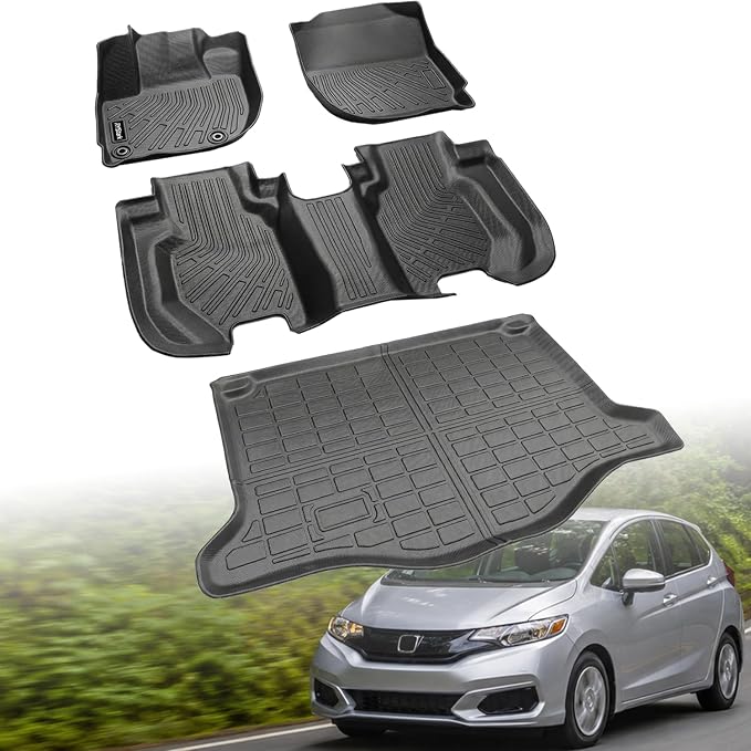 Compatible with Honda Fit 2015-2020 (Not for Manual Transmission) Floor Mats & Cargo Liner,All Weather Protection,Anti-Slip TPE Floor Mats & Trunk Mat for Fit 2015 2016 2017 2018 2019 2020 Accessories