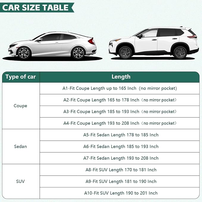 GUNHYI Coupe Car Cover Waterproof All Weather, 16-Layer Heavy Duty Full Exterior Cover with Vents, Driver Door Zipper & Towel, Summer Sun/UV/Rain Protection, Fit Pontiac Firebird, Dodge Charger etc.