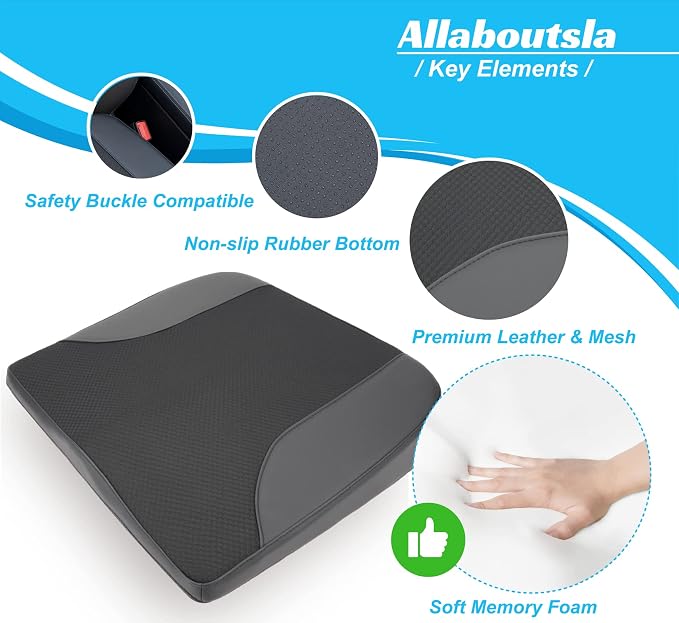 Allaboutsla Car Seat Cushion, Car Seat Cushions for Long Driving | Comfortable Memory Foam Driver Seat Cushion, Automotive Seat Cushions, Butt Pillow for Car,Truck, Office Chair, Black