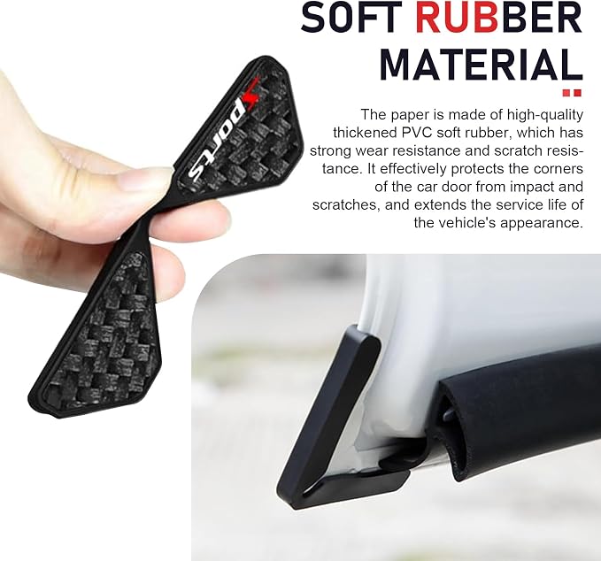 2 PCS Car Door Corner Edge Guard, Anti-collision Carbon Fiber Door Corner Sticker, Soft Plastic Tight Fit Anti-scratch Protective Cover, Universal Modificative Exterior Accessory (Black)