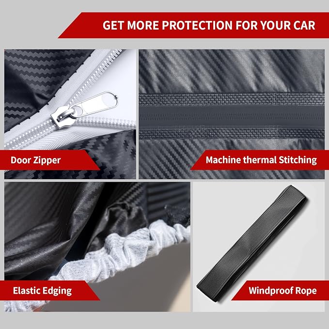 Car Covers for Automobiles, 6 Layers Car Cover Waterproof All Weather, Outdoor Car Cover Sun UV Rain Snow Wind Protection, Full Exterior Cover Fit for 209"(209 * 75 * 71 inch) SUV