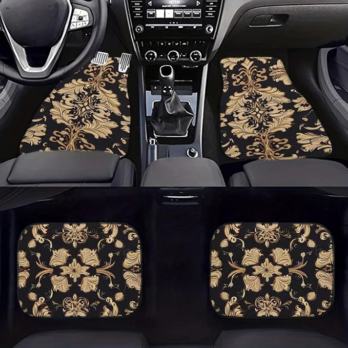Car Floor Mats Non-Slip Automotive Floor Mats All-Weather Front Rear Car Floor Foot Mat Sets of 4 Pieces Foot Mats Rugs Carpet for Car Trucks SUV Sedans (TengWan 04)