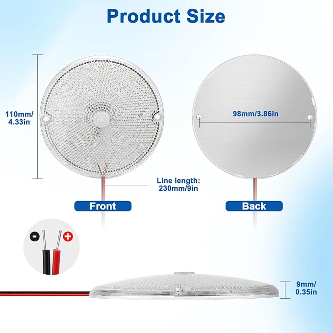 Linkstyle 12V RV Interior Lights, 4PCS LED Dome Lights,1000LM Interior Lamp | 8000K pure white, 12-85V wide voltage, built-in switch, aluminum base, for car van truck boat yacht