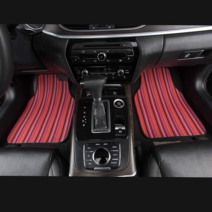 CAR PASS Carpet Floor Mats Full Set Front and Back Universal fit for Suvs,Vans,Trucks, 4 Pieces (Red)