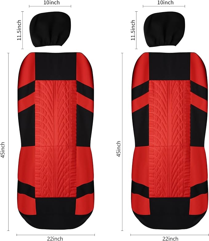 Pariitadin Car Seat Covers Front Pair, Washable and Breathable Seat Covers for Cars, Universal Fit Car Interior Covers for Most Sedan Truck SUV, Black/Red