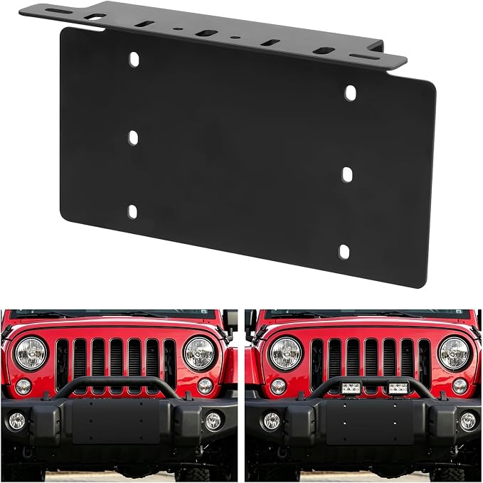 Universal License Plate Mounting Bracket for Pickups, 4x4, Off-Road, Trucks | Heavy duty steel universal mount. Fits 3", 7", 12", 14" & 20" LED light bars and spot lights.