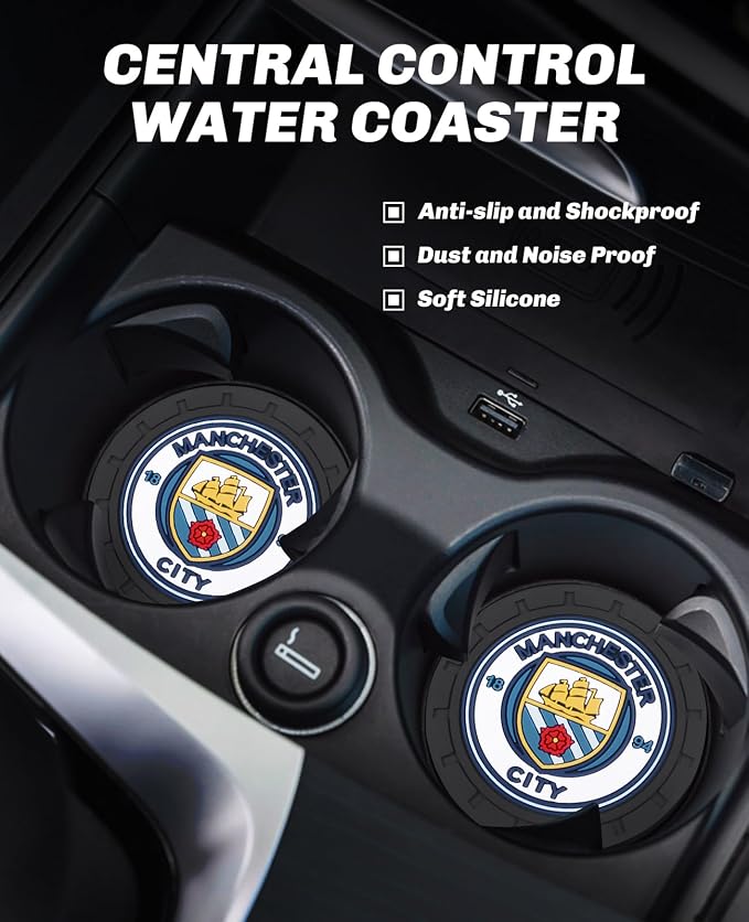Cup Holder Insert Coaster for Manchester City UEFA UCL Fans,Anti Slip Car Cup Coaster Interior Accessories