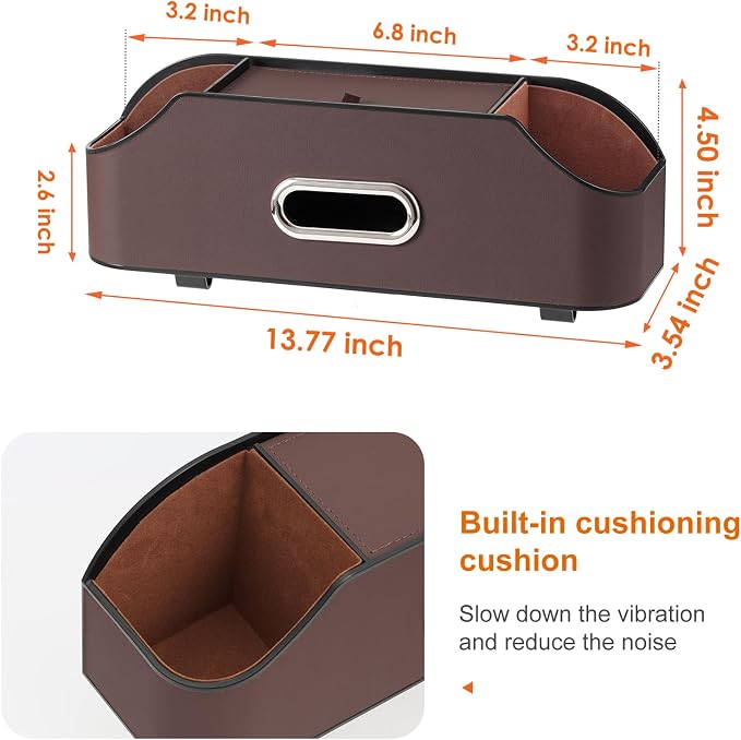 Car Rear Backseat Extra Multifunctional Drink Cup Holder Organizers with Tissue Storage Box Organizer & Hooks for Car Seat Back. Brown