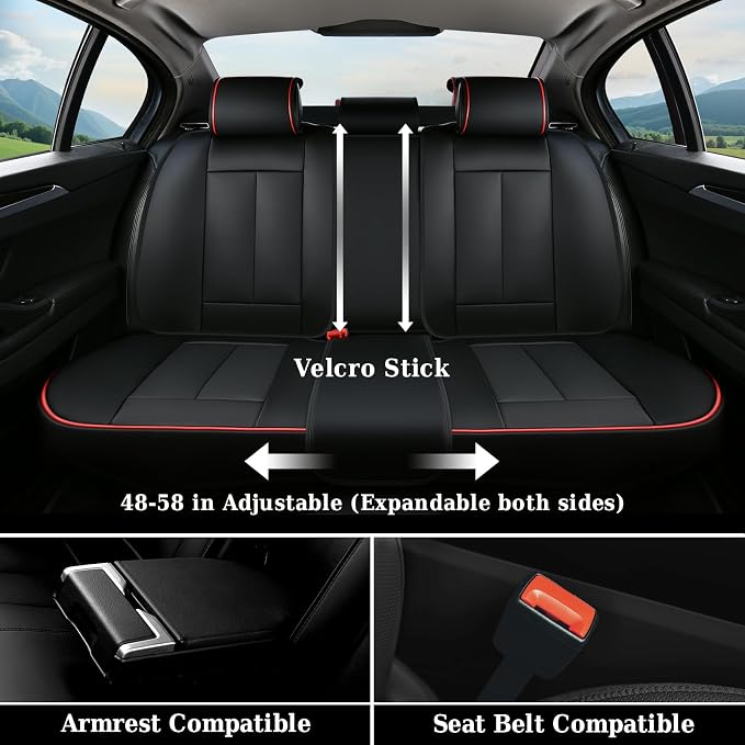 Coverado Car Seat Covers, Seat Covers for Cars, Waterproof Leather Auto Seat Protectors, Leather Car Seat Cushion, Car Interiors Accessories Universal Fit for Most Cars