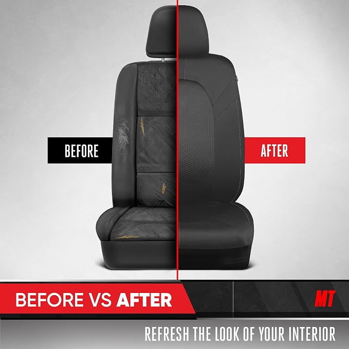 Motor Trend Front & Rear Car Seat Covers Full Set - Gray Cloth Bucket Seat Covers for Front Seats + Waterproof Rear Split Bench Cover – Universal Fit for Car Truck SUV Van Interior Protection