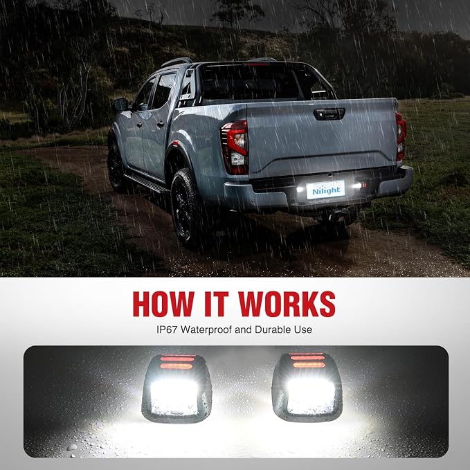 Nilight License Plate Lights Compatible with 2007 2008 2009 2010 2011 2012 2013 2014 2015 2016 2017 2018 2019 2020 2021 Nissan Frontier Navara D40 2007-2015 Titan Armada Xterra Red OLED Neon Tube