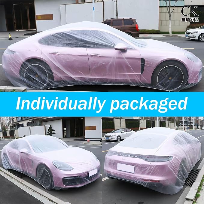 Waterproof Universal Rain Dust Garage Cover with Elastic Band for SUV Sedan Cars, Covers for Outdoor Snow/Rain Weather Protection，Individually packaged, super convenient(Membrane size：12.5ft x 21.7ft)