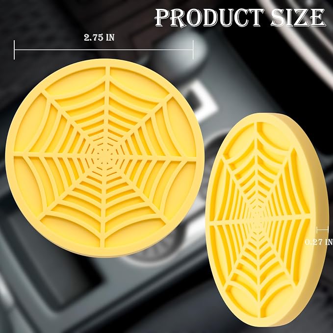 2PCS Car Cup Holder Coasters, 2.75 Inch Universal Non-Slip Insert Water Bottle Holder Pads, Car Interior Accessories Sets (Yellow)