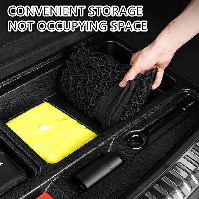 Cargo Net Car with Hooks Adjustable Highly Elastic Storage Organizer Net | Cargo Net for SUV, Pickup Trucks,Mesh Organizer 2.6'x3.3' Stretches to 5'x6',Road Trip Essentials Black