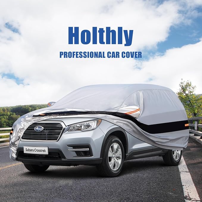10 Layers SUV Car Cover Custom Fit for Subaru Crosstrek (2017-2026) Waterproof All Weather for Automobiles, Outdoor Full Cover Rain Sun UV Protection.Silver
