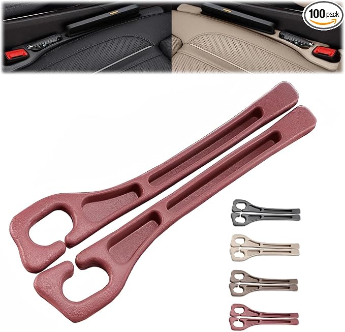 2 Pack Car Seat Gap Filler, Universal Fit Car Seat Crevice Blocker with Storage Slot, Black (Red) | Stops items from falling into seat gaps; universal fit for most cars, SUVs & trucks; 2-in-1 storage & gap filler.