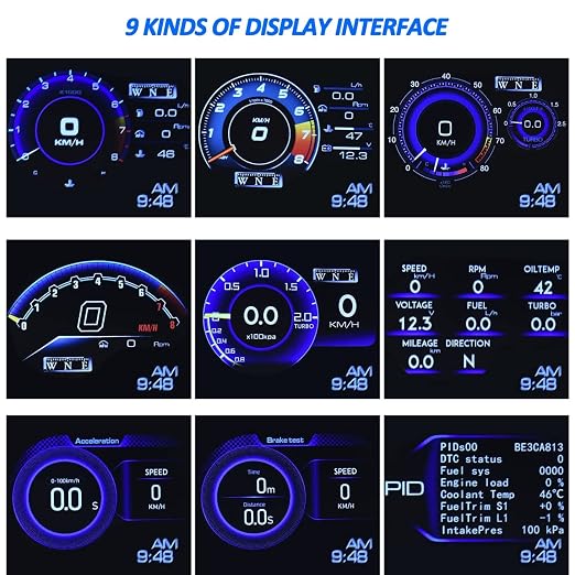 KAOLALI Car HUD Head Up Display, Car HUD Display for Digital OBD+GPS Dual System Smart Gauge Display MPH RPM Over Speeding Alarm for Most Cars After 2012