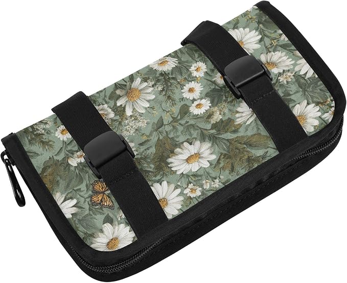 Car Visor Tissue Holder Mask Holder for Car, Car Tissue Box Sun Visor Napkin Holder Car Visor Accessories Adjustable Straps Reusable Durable Easy to Install Summer Daisy Butterfly Green