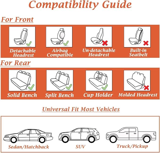 Coverado Car Seat Covers, Seat Covers for Cars, Waterproof Leather Auto Seat Protectors, Leather Car Seat Cushion, Car Interiors Accessories Universal Fit for Most Cars