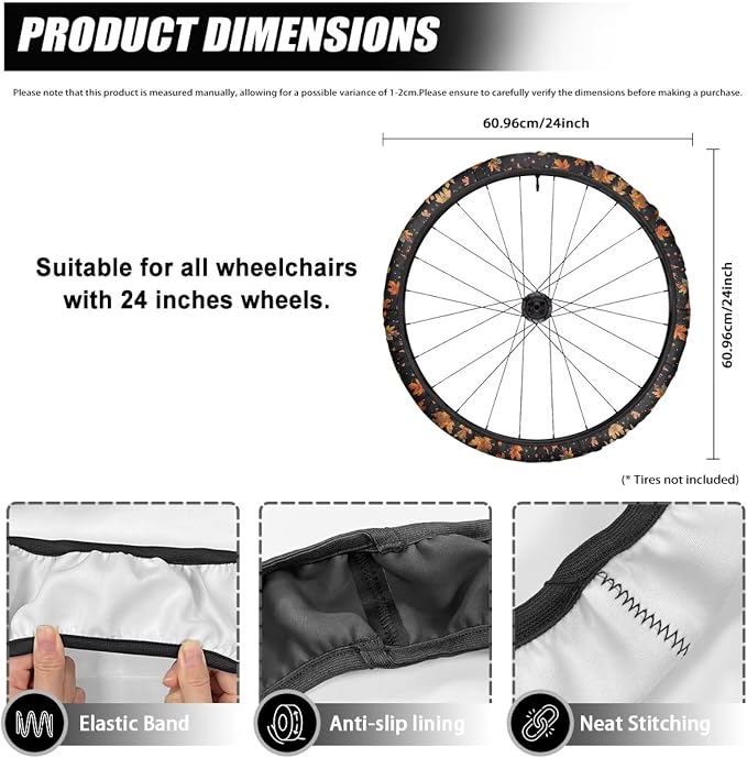Marble Wheelchair Wheel Covers Set of 2 Leaves Wheelchair Accessories to Protect Floors Carpets