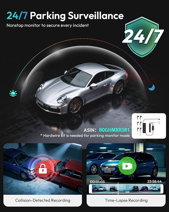 BOTSLAB 4K Dash Cam Front and Rear[2026 Upgraded], 64GB SD Card Included, STARVIS Sensor, 170° Ultra Wide 4K+2K Dashcam with ADAS, Night Vision, 24/7 Parking Mode, WDR, 5.8GHz WiFi, GPS,Loop Recording