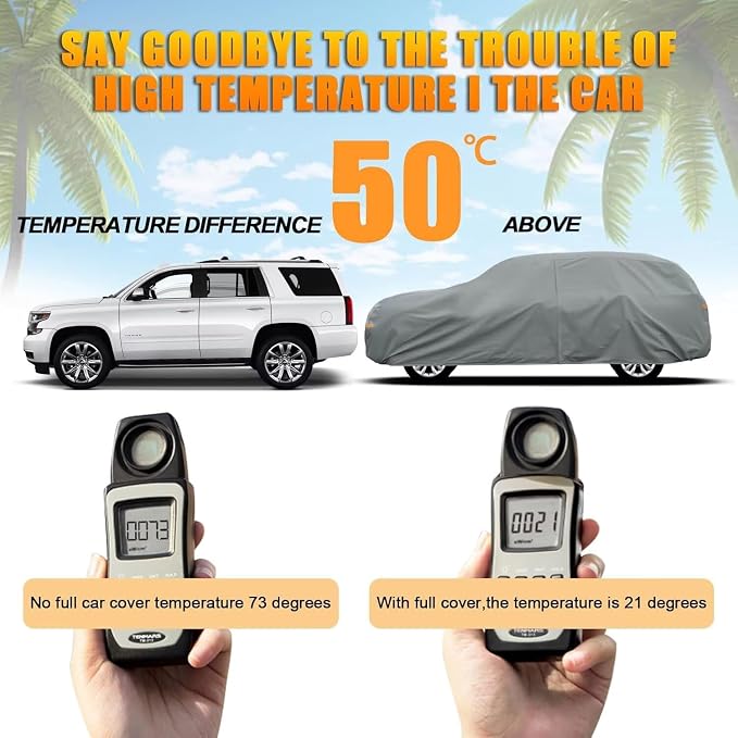Kayme Heavy Duty SUV Car Cover Custom Fit Jeep Grand Cherokee L LWB Waterproof All Weather for Automobiles, Full Exterior Covers Sun Rain UV Protection.（Deliver About 3-10 Days）
