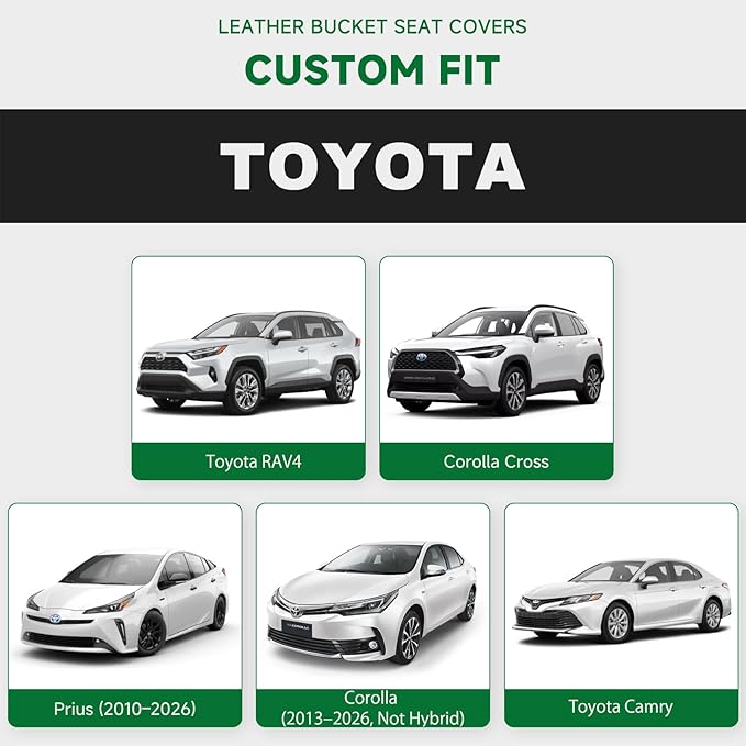 GIANT PANDA Full Set Seat Covers for Toyota RAV4, Corolla (2013-2026, Not Hybrid), Camry, Prius (2010-2026),Corolla Cross, 60/40 Split Rear & Front Protector, Faux Leather(Black)