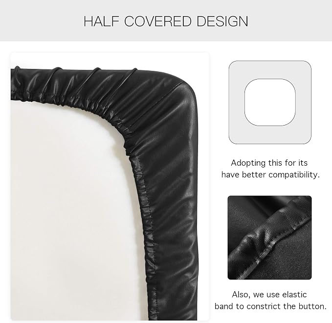 Yates Home PU Leather Couch Sofa Cushion Slipcover Water-Proof Elastic Chair RV Seat Covers Loveseat Sofa Furniture Protector Slip Cover for Settee Seater Replacement in Living Room（Loveseat, Black）