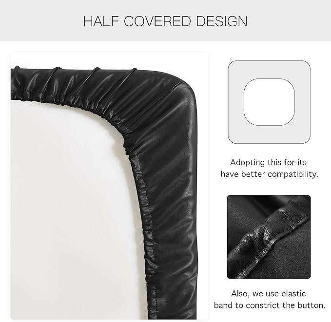 Yates Home PU Leather Couch Sofa Cushion Slipcover Water-Proof Elastic Chair RV Seat Covers Loveseat Sofa Furniture Protector Slip Cover for Settee Seater Replacement in Living Room（Sofa, Black）