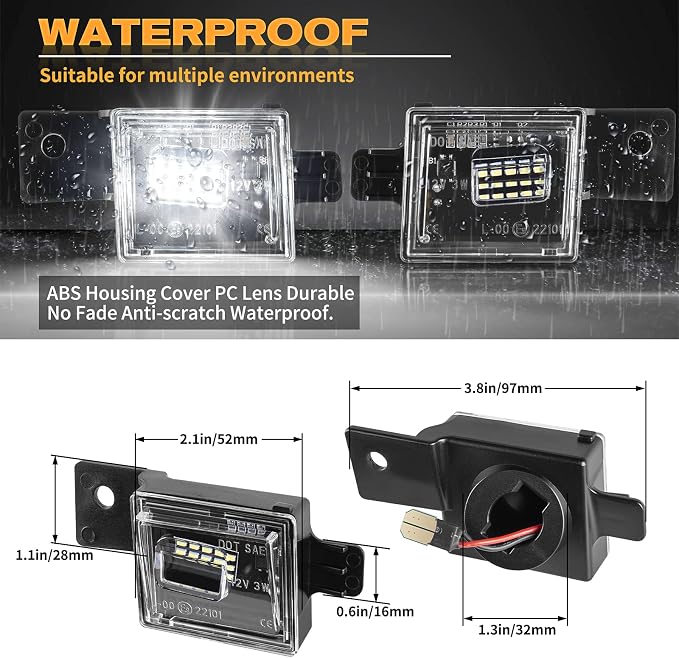 POPMOTORZ LED License Plate Light Compatible with 2014 2015 2016 2017 2018 2019 2020 2021 2022 Chevy Silverado GMC Sierra 1500 2500HD 3500HD 2015-2021 Colorado Canyon Pickup Truck 6000K, White