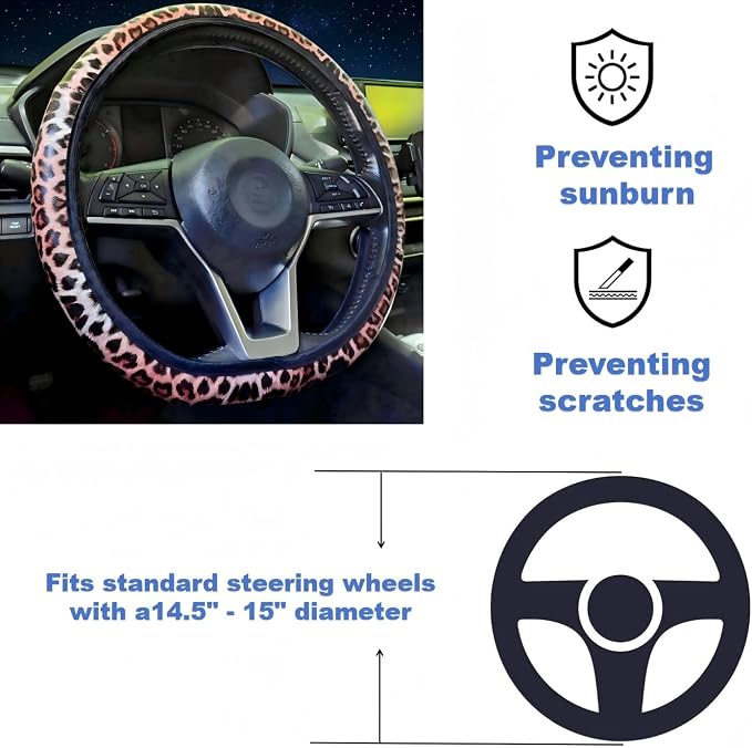14-15 Inch Car Steering Wheel Cover, Breathable,Soft Non-Slip Steering Wheel Protector, for Most Cars, Trucks and SUV (BZDQ)