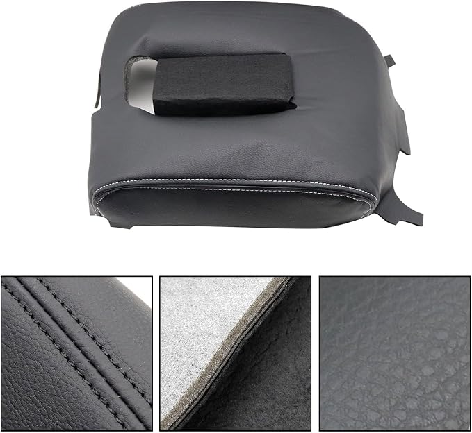 SecosAutoparts Center Console Lid Armrest Cover Compatible with Chevy Silverado GMC Sierra 2014-2018-Custom Fit Replacement Console Cover for Jump Seat (40/20/40 Bench),Premium PVC Leather,Black