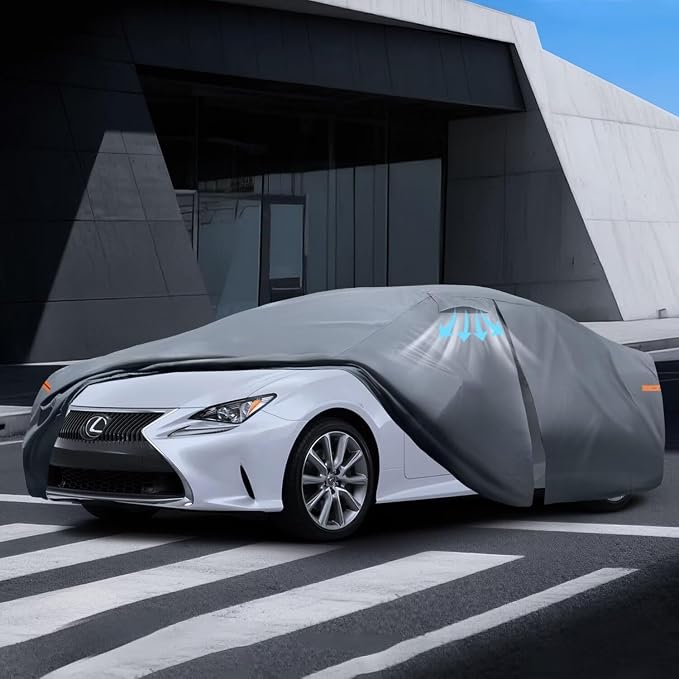 Waterproof Lexus RC(2014-2026) Car Cover with Breathable Vents, [Upgrade] Premium Covers with Cotton Liner and Zipper Door, Sun Rain Snow Dust Uv Protection.(Gift with Towel)