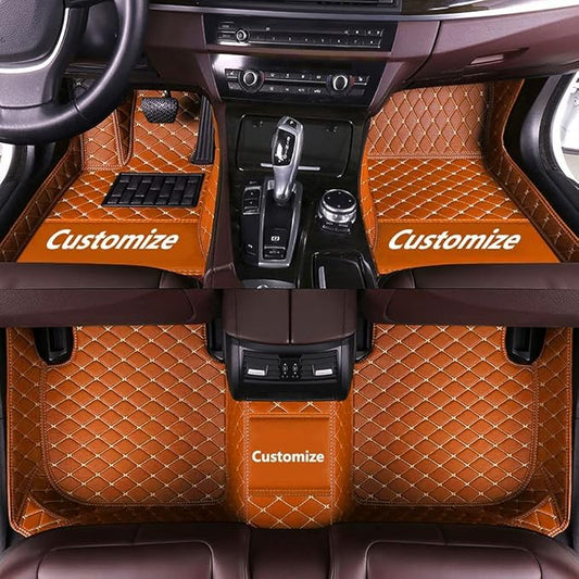Custom Fit Car Floor Mats - Full Coverage Automotive Leather Floor Liners for Most Vehicles by MingyunSM (Orange)