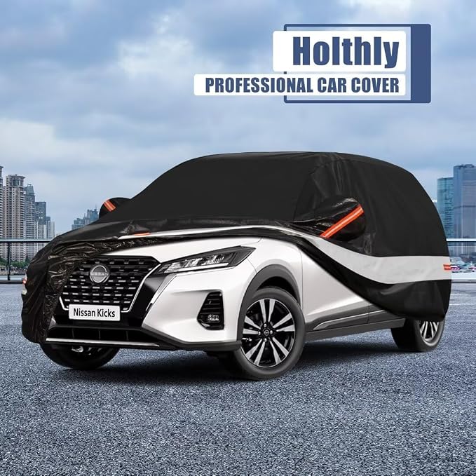 10 Layers SUV Car Cover Custom Fit for Nissan Kicks (2017-2026) Waterproof All Weather for Automobiles, Outdoor Full Cover Sun UV Rain Protection with Cotton.Black
