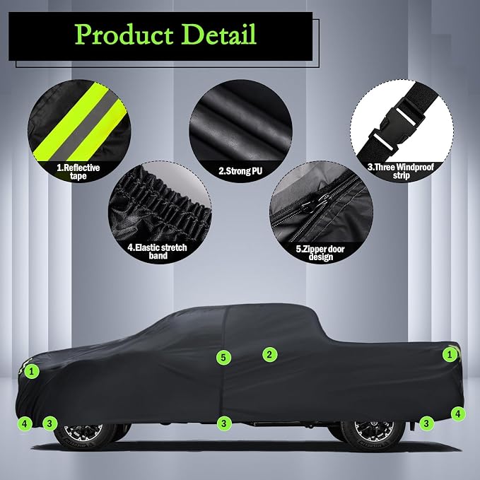Car Cover Custom Fit for Toyota Tundra 5.5Ft Bed 2000-2025, Waterproof All Weather for Automobiles Full Exterior Cover Rain Sun Snow Protector with Door Zipper